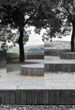 Im Siegener Schlosspark, Sitzplattform in der Nähe des Spielplatzes, findet am 30. Sptember 2022 von 16 bis 17 Uhr die Performance "Waiting for a yawn" (Warten auf ein Gähnen) statt - Foto Kunstverein Siegen